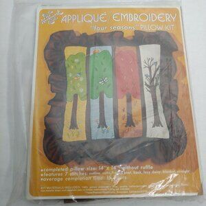 Vintage Hazels Needlework Kaboodles Applique Embroidery Four Seasons Tree Pillow